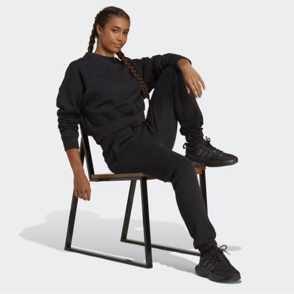 ADIDAS Women's Black Lounge Fleece Sweatshirt and Joggers Set Size XS - Picture 11 of 14